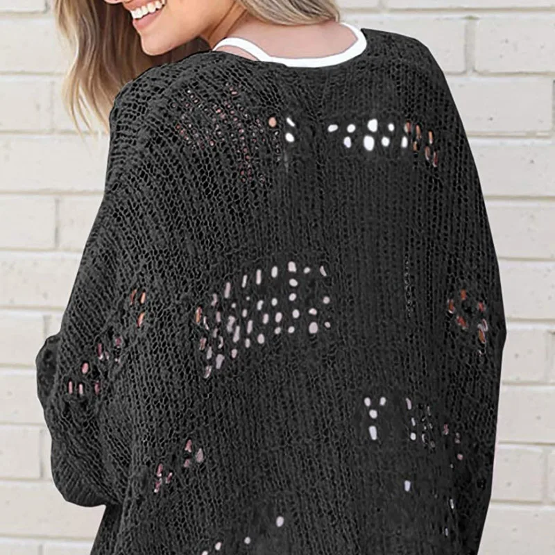 Spring Netted Crochet Knit Cardigans Sweaters Lightweight Summer Cardigan For Women