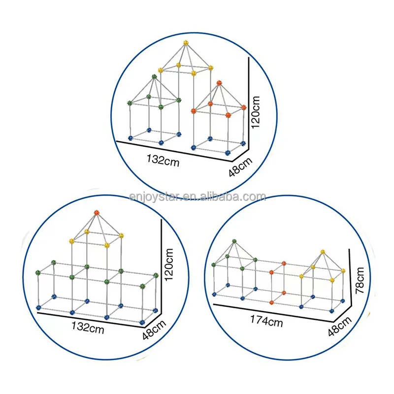 ENJOYSTAR 68PCS Multi-interface Building Castles Bead Kit DIY Fort Tunnel Construction Tent Toy Set For Kid In-outdoor Playing