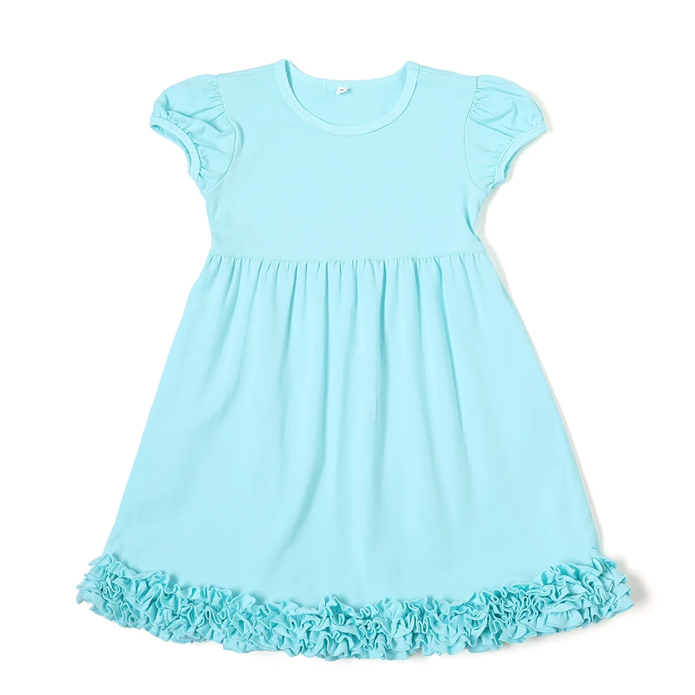 summer girl birthday clothes ruffle twirl dresses Blank Short Sleeve Empire Waist Ruffle Dress