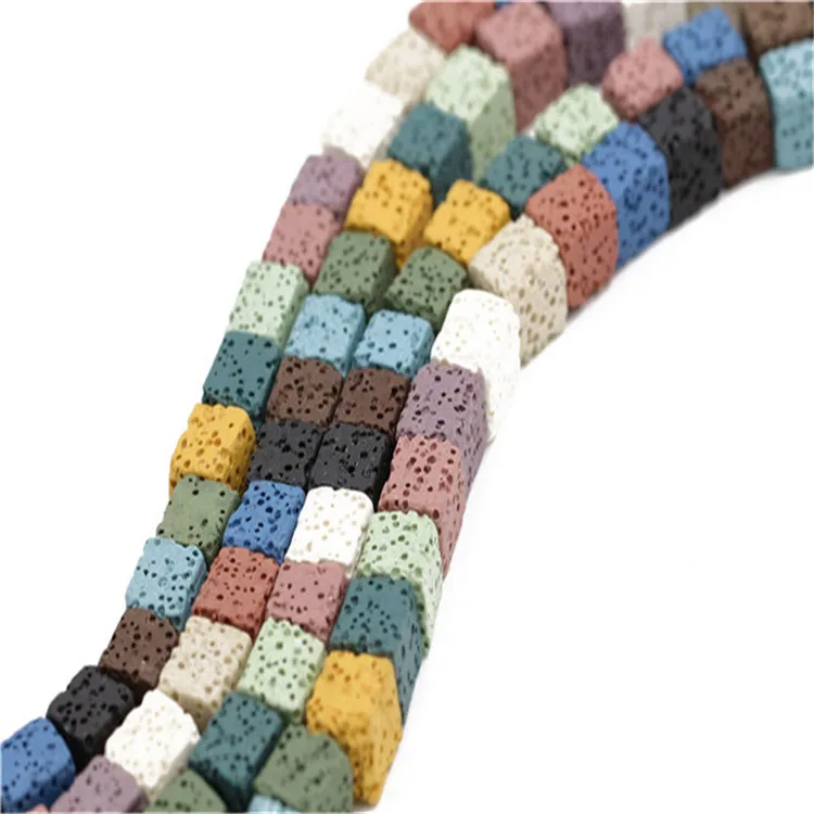 Wholesale colorful natural stone 10*10mm raw lava rock beads for jewelry making
