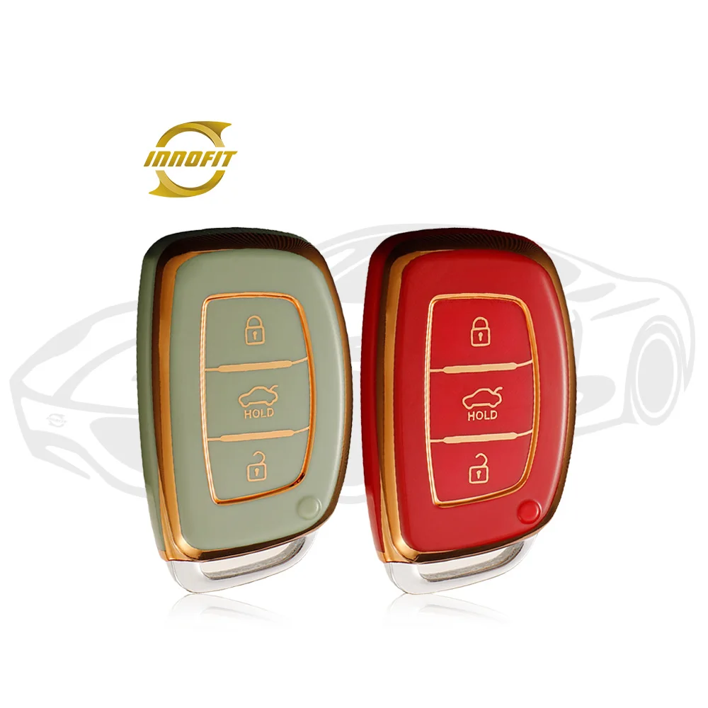 Innofit HYD1 Top Selling Car Key Case Brand Factory For Hyundai Leading Gold Edge Premium Quality TPU Auto Llave Cover