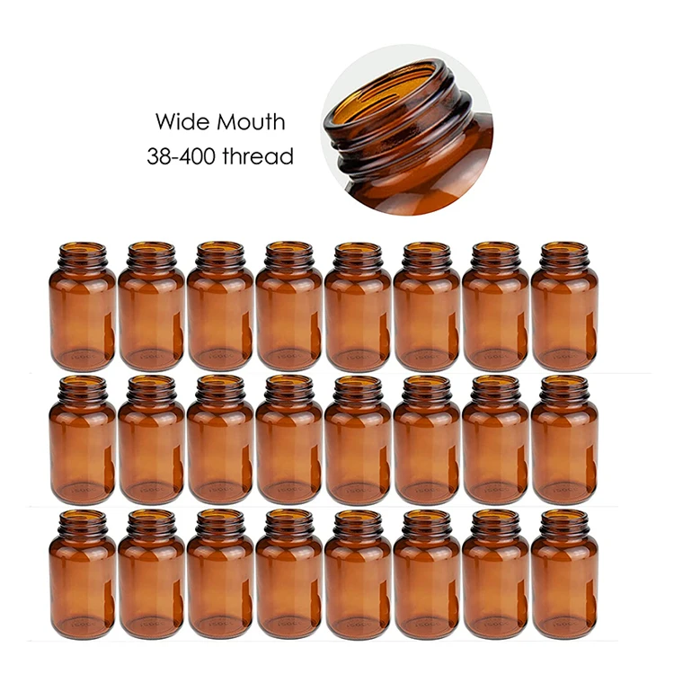 Amber Glass Medical Screw-top Wide Mouth Container Jars Packer Bottles  For Pharmaceutical