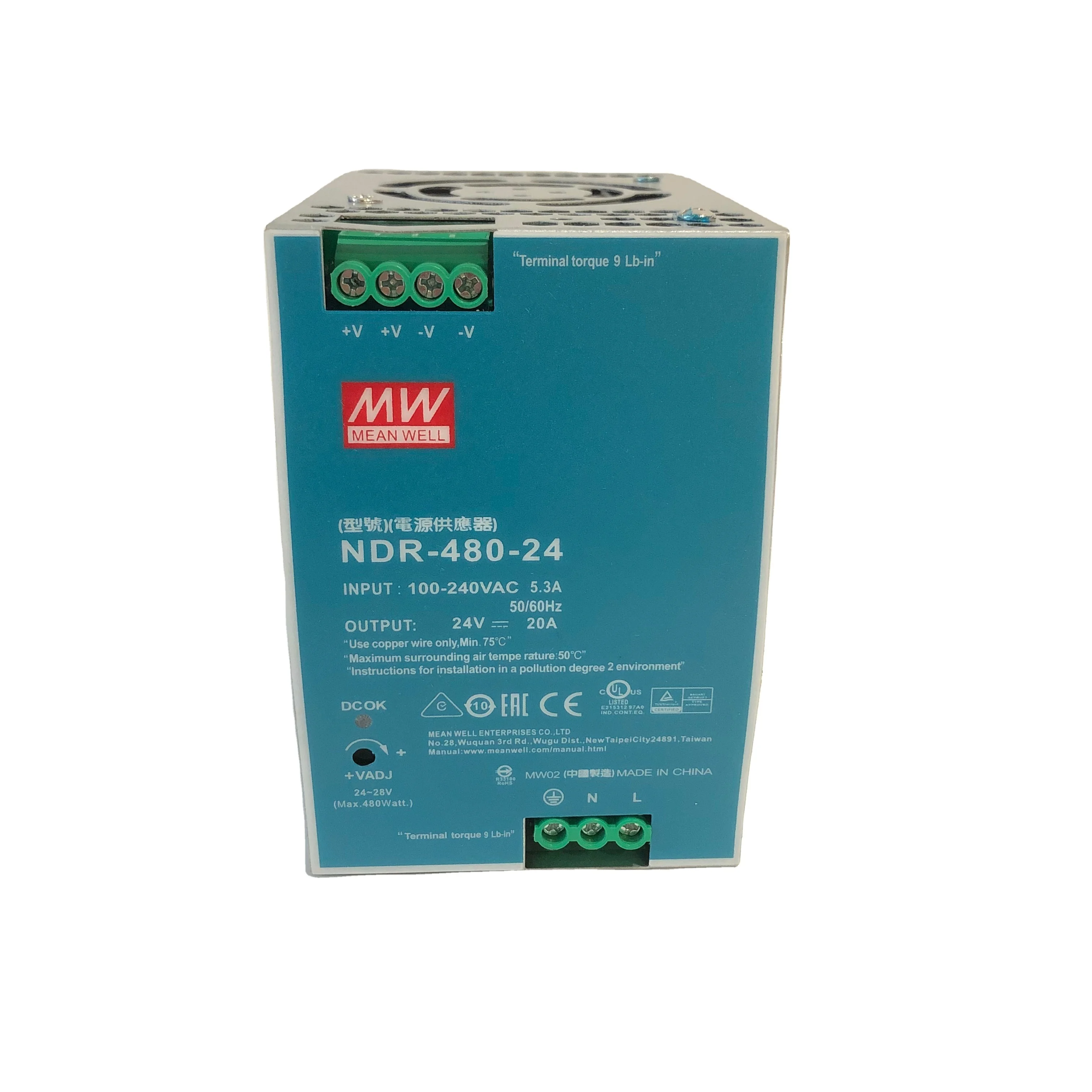Original Meanwell Industrial DIN RAIL SMPS NDR-480-24 480W 24V 20A Switch Power Supply