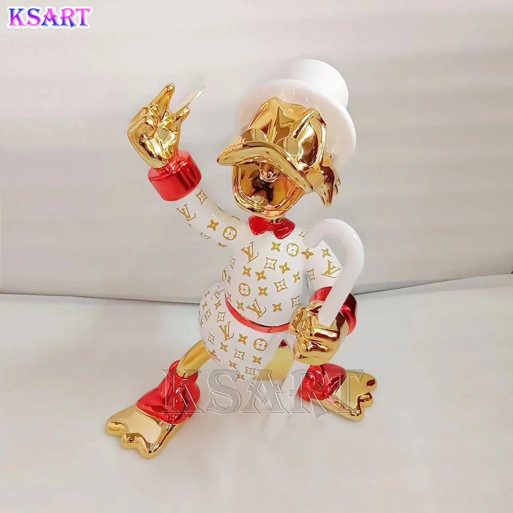 Modern design Pop Art Gloss chrome-plate The Miser statue Custom gold silver green art epoxy resin sculpture
