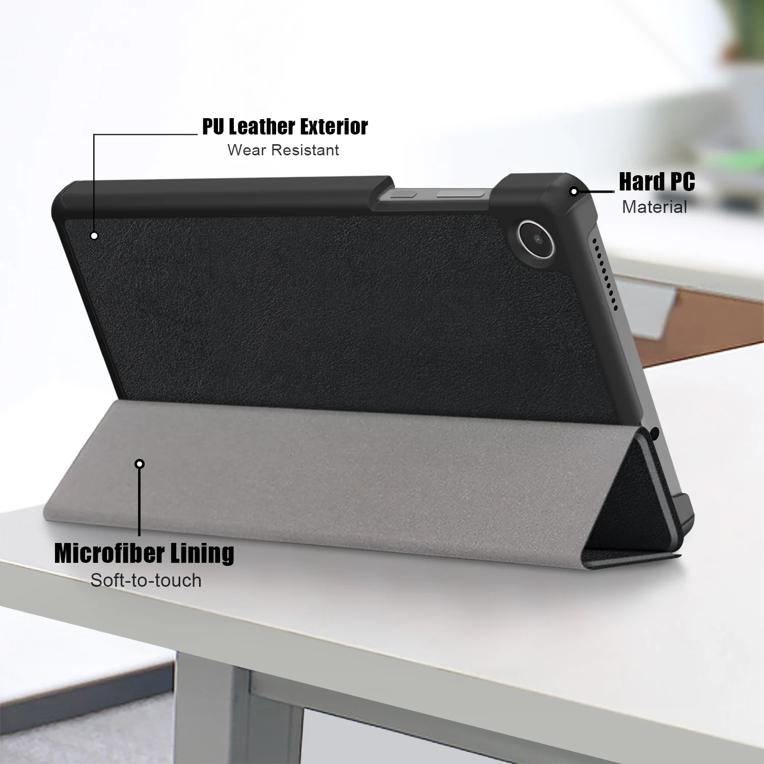 Magnet Stand PU Leather Case Flip Cover Hard Shell for Lenovo Tab M8 4th Gen TB-300FU 2023 New Tablet Shell