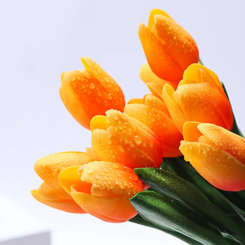 Lifelike PU faux tulip flowers artificial factory wholesale silk artificial flowers in bulk real touch tulip for decor
