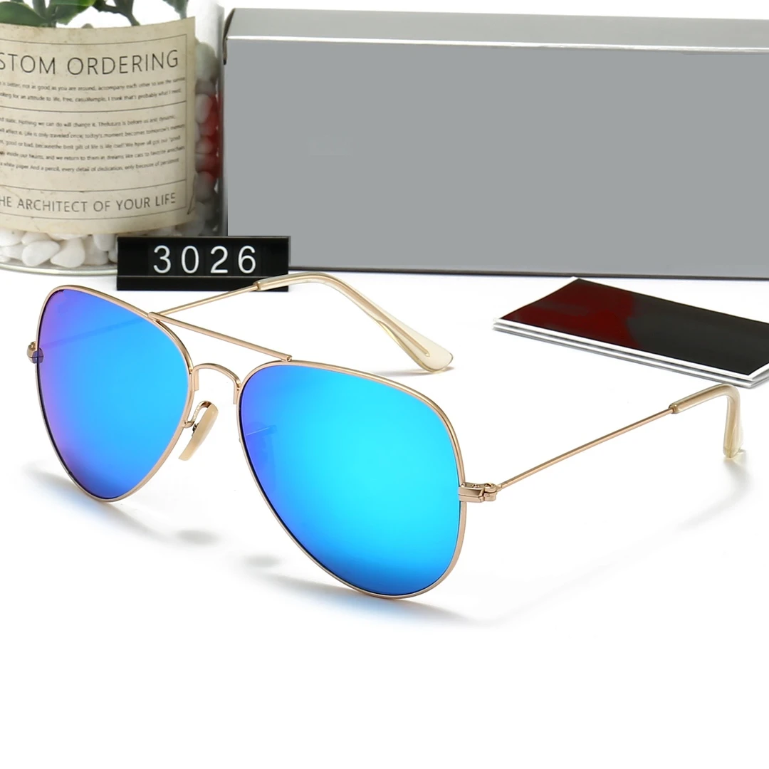Custom Glass Lens 3026 62mm Metal Fashion Glasses Aviation Eyewear Shades Luxury Brand Designer Sunglasses for Men and Women