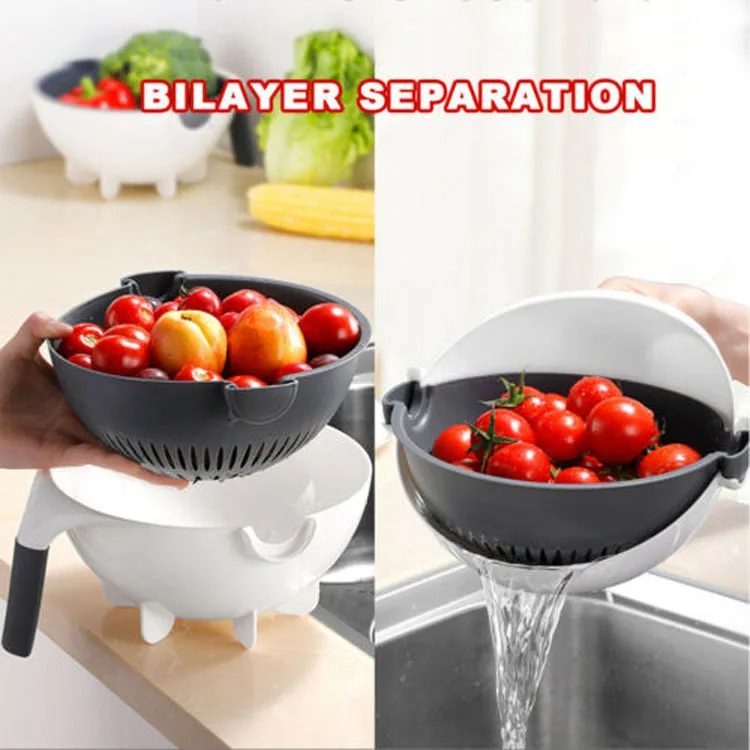Wholesale multifunctional vegetable grater double drain basket vegetable cutter 9-in-1 vegetable grater