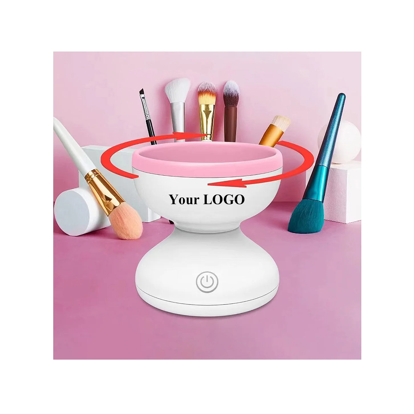 Hot Sale Pink Portable Automatic USB Cosmetic Brush Cleaner Tools Custom Logo Machine Electric Makeup Brush Cleaner