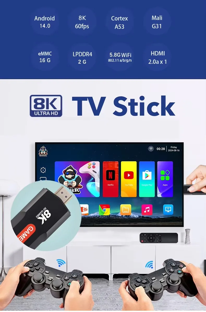 Mini Game Box Retro Gaming Consoles 4K HD Output Classic Video Games Console 64gb 20000 Games Stick