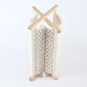 Macrame Storage Holder Woven Magazine Rack Stainless Steel Towel Display Stand Home Office Organizer Rack