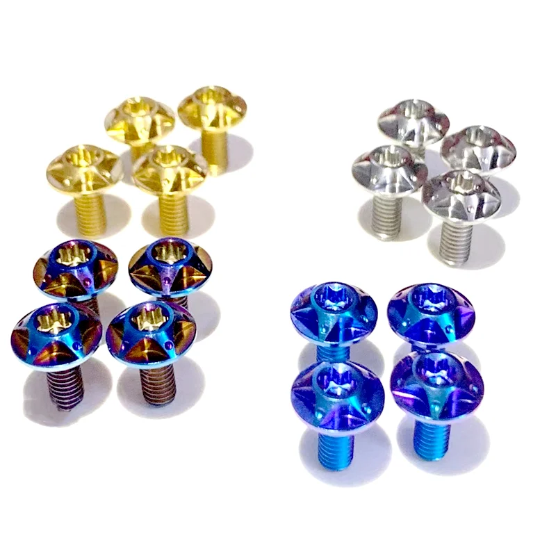 OEM accept Grade5 Ti6Al4V colorful black rainbow torx shell disc head M4x8mm Motorcycle helmet titanium bolts screws for SHOEI
