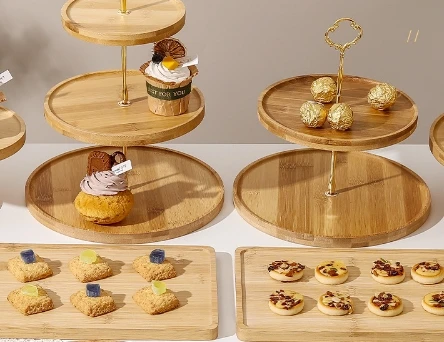 Custom 2 Tiered Tray Stand Wood Cake Stand Serving Tray For Farmhouse Kitchen Room Decor