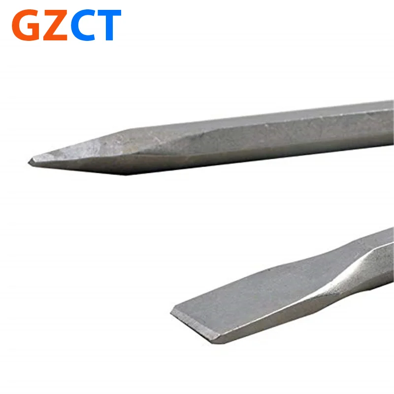 Steel Long Hex Flat/Pointed Chisel Electric Demolition Hammer Bit for Tile Masonry Concrete and Brick
