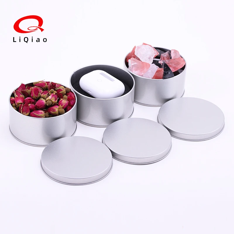 Factory Wholesale Customizable Tea Jar Clear PVC Window Silver Metal Round Can Cookie Package Luxury Printed Empty Tin Box