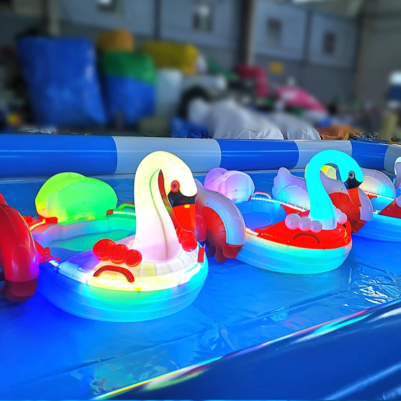Hot selling luminous hand boat manufacturers children hand rowing parent-child inflatable pool hand boat bumper boat water park