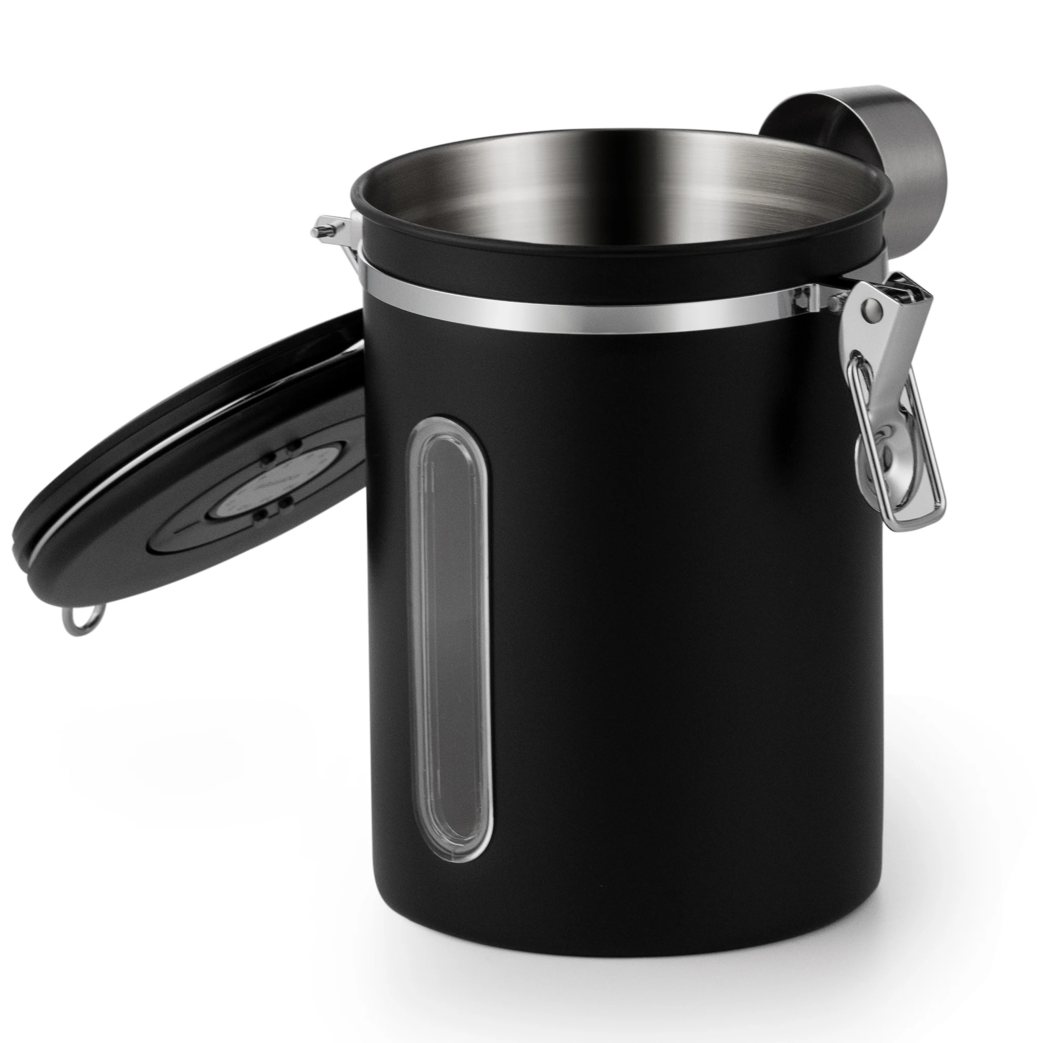 Storage Tank 304 Stainless Steel Exhaust Valve Dustproof with Cover Sealed Coffee Bean Ground Coffee Sealed Tank Storage Tank