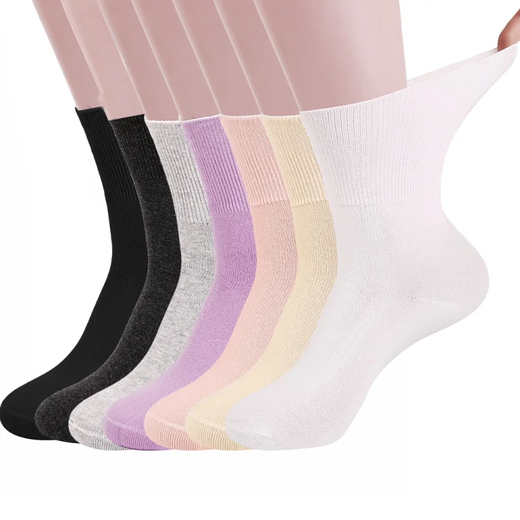 Hot Sale Pure Cotton Comfortable Loose Cuff Medical Nursering Heated Winter Thick Diabetes Socks Women