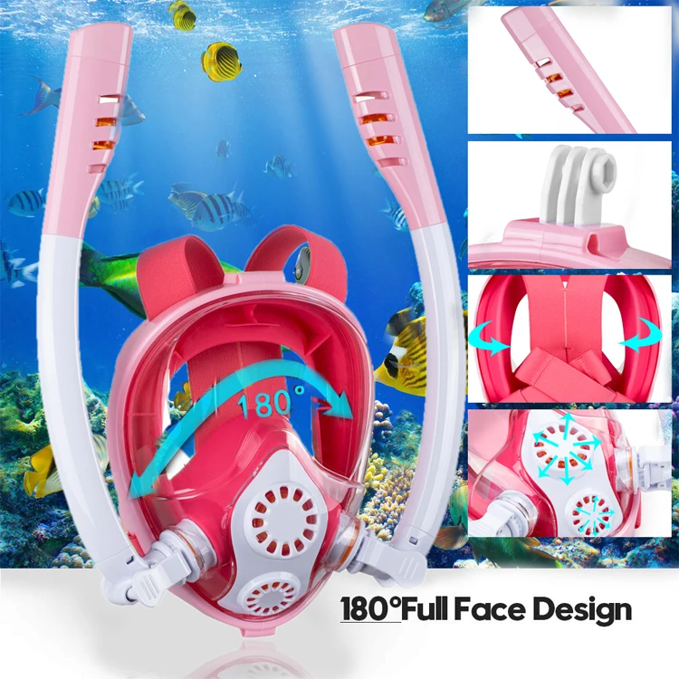Children/kids Backstroke Swimming Breathing Snorkeling Diving Mask Anti Leak Diving Mask with Double Tubes