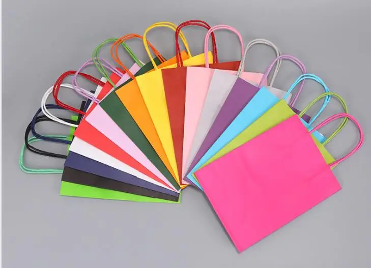 Wholesale cheap boutique reusable kraft paper bag with handle