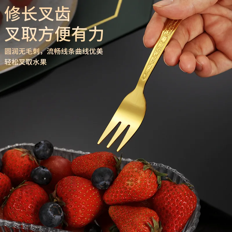 Hammered handle stainless steel silverware metal spoon knife and fork western tableware mirrored cutlery set