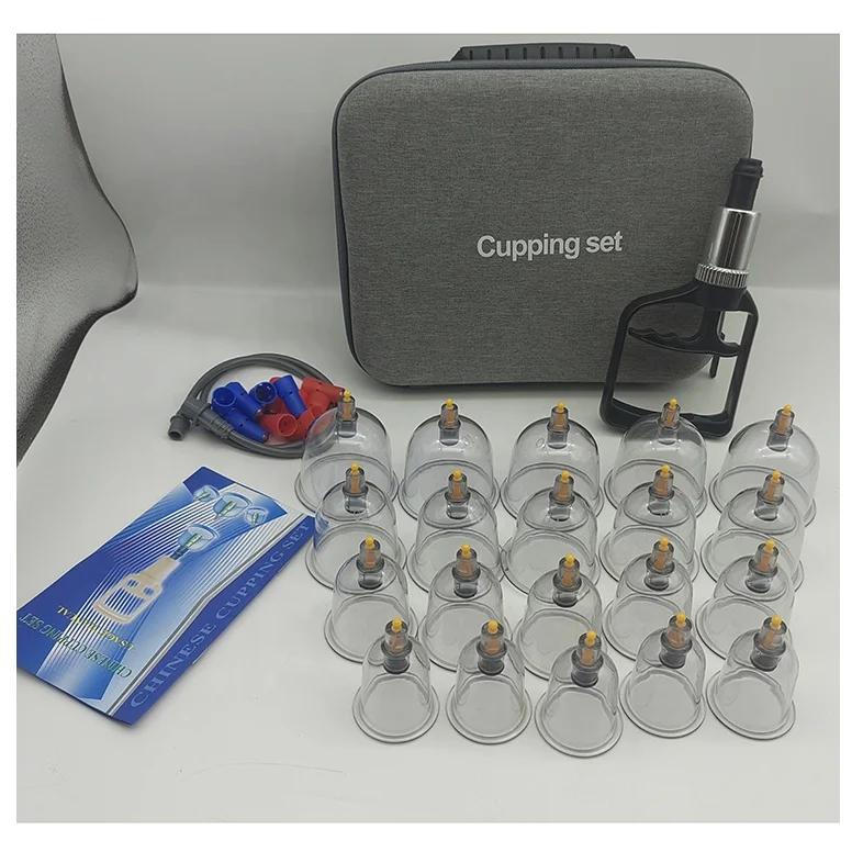 20 Pack Cupping Glasses Set with Acupressure Point Magnets Vacuum Pump  for Face Body Cellulite Tension Relaxing Muscles Scraper