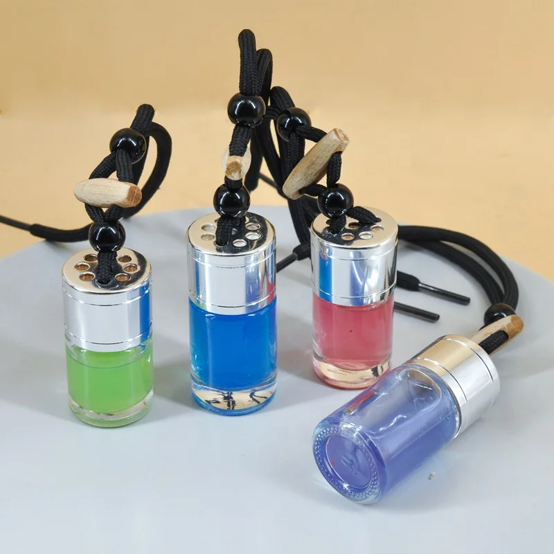 Mini cute 5ml 8ml 10ml 12ml 15ml round car perfume diffuser glass bottle with aluminum oxide wooden cap