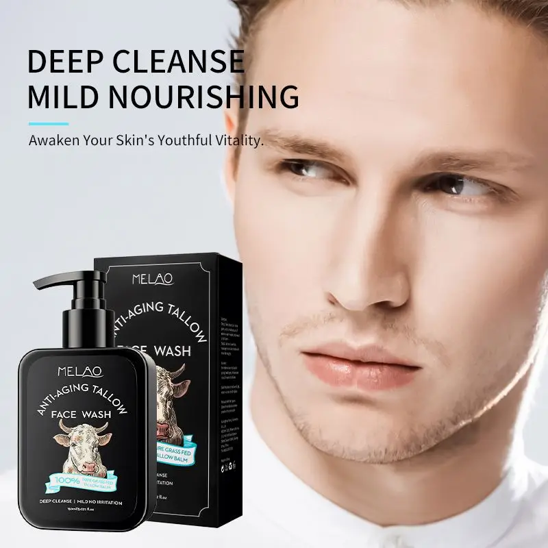 OEM/ODM MELAO Daily Tallow Facial Cleanser For Sensitive, Combination To Oily Skin Free ,gentle Foaming Face Wash For Women