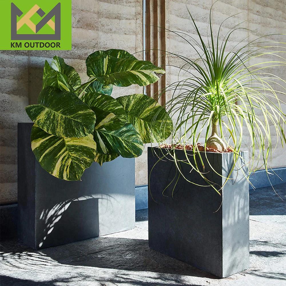 Customized rectangle Flower Pot Planters Outdoor cement Pots High Quality Fiberglass Used With Flower/green Plant Classic