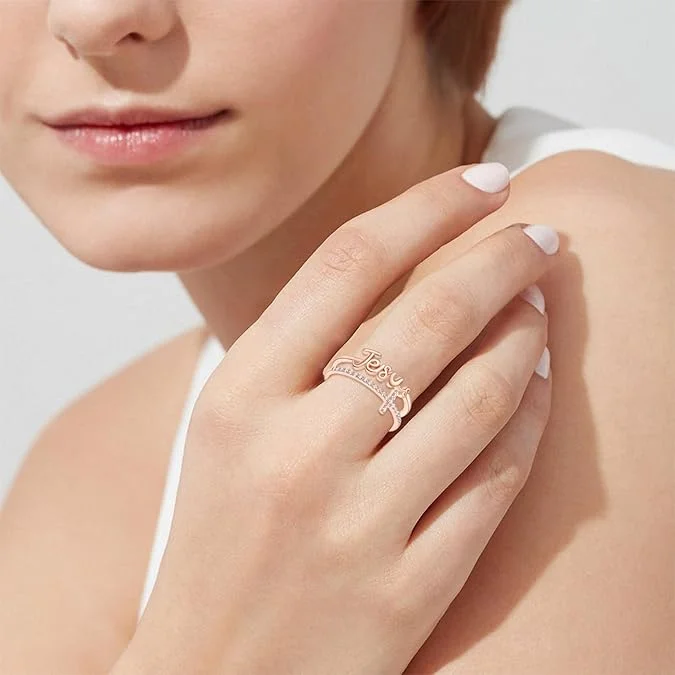 Hot sales Sterling Silver Adjustable Rings Fearless/Faith/Jesus Ring Christian Religious Rings Confirmation Jewelry Gifts