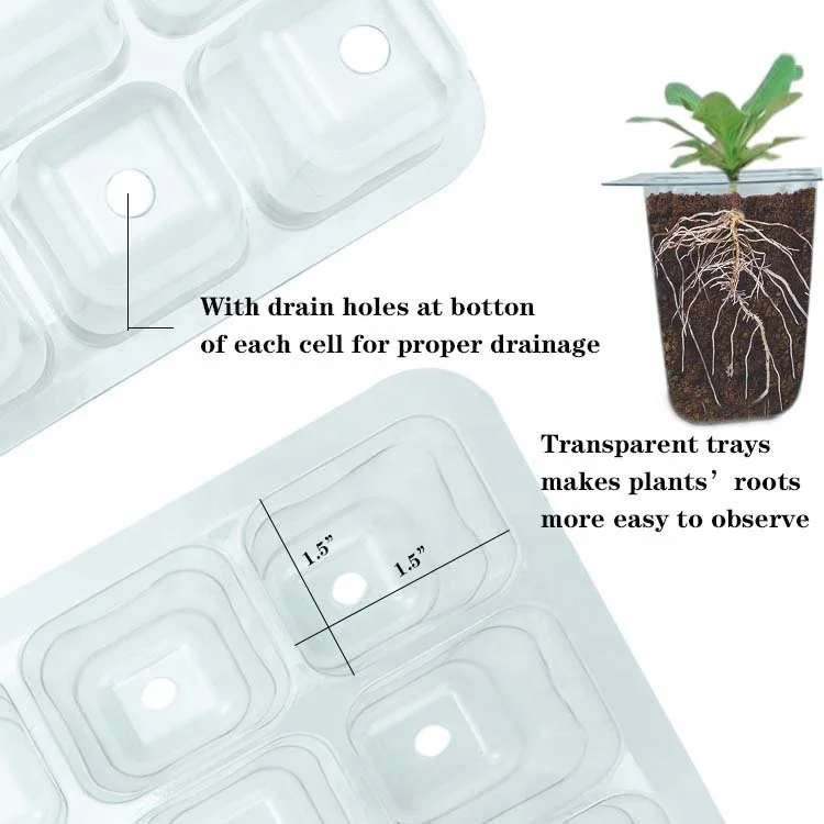 12 Cells Seeding Tray Greenhouse Germination Kit Plant Seed Starter Kit Plastic Trays Mushroom Cultivation Bag Plastic Jar Tray