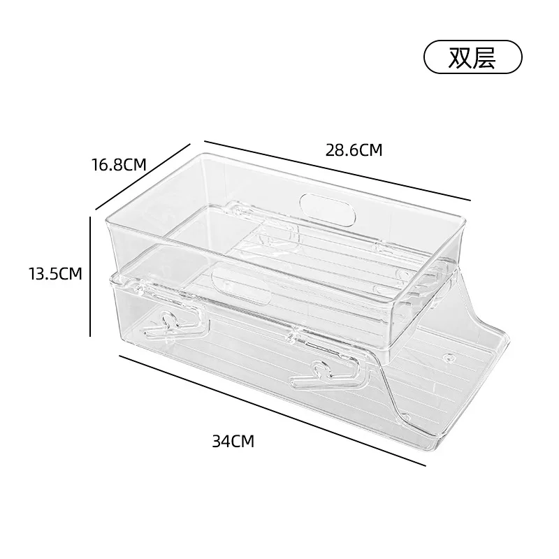 PET Transparent Double Layer Rolling Refrigerator Drink Holder Coke Jar Shelf