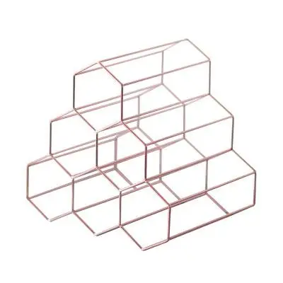 6 bottle honey comb metal wine rack counter top wine holder  with customized  color and size