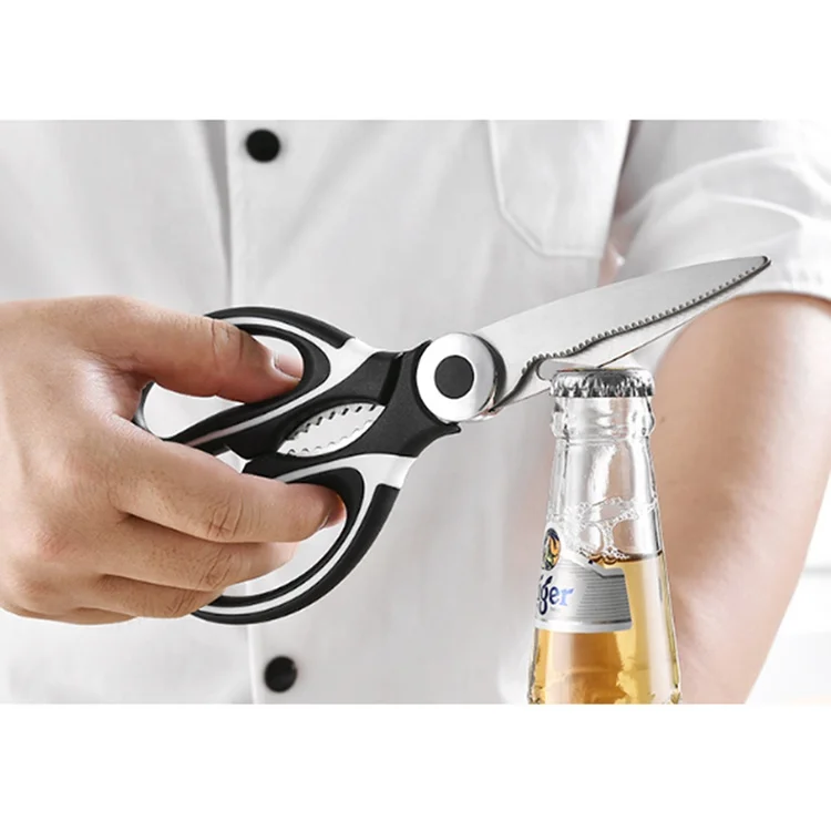High QualityBrand New Customized Black And White Handle Kitchen Shears Scissors Magnetic Protect Cover