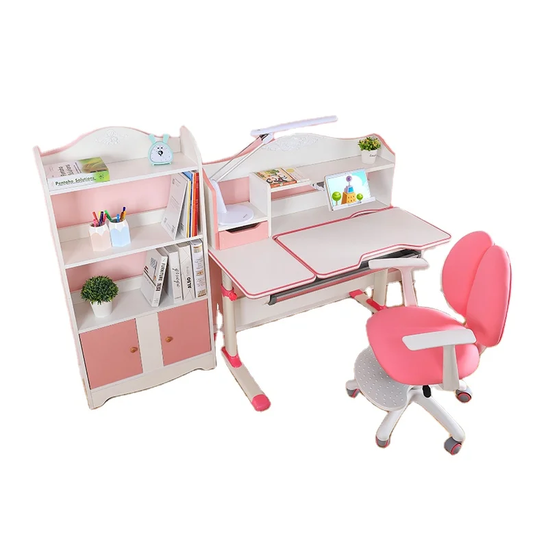 
Height Adjustable children table and chair Large Storage Children Study Desk Kids Study Table With Storage Drawer Led 