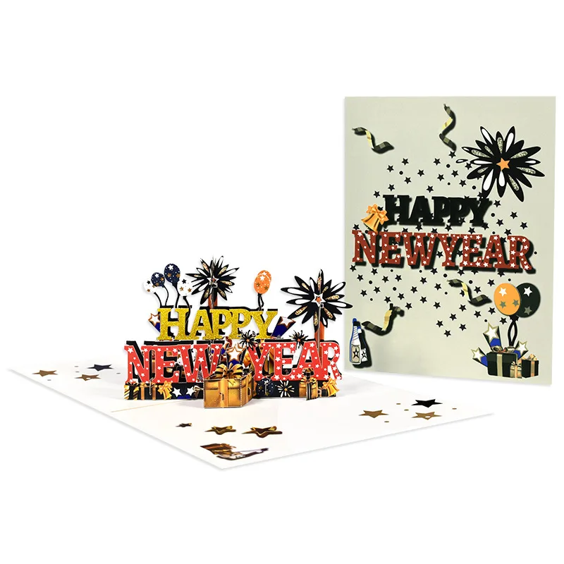 Happy Chinese New Year 3d всплывающая открытка с конвертом и карточкой наилучшими пожеланиями
