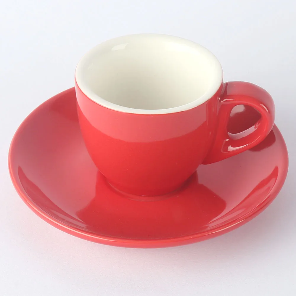 65ml Ceramic Porcelain Red Color Glazed Expresso Coffee Cup Mug with Saucer Sets