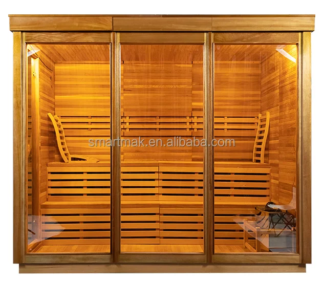 Canadian Hemlock Red Cedar Modern Box Outdoor Sauna Room For 6 Person