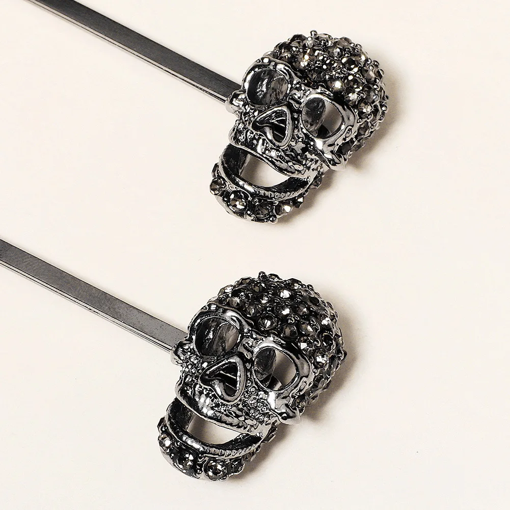 Fashionable Halloween Skull Rhinestones Hairpins Party Headpiece Skull  Hair Clips Hair Accessories