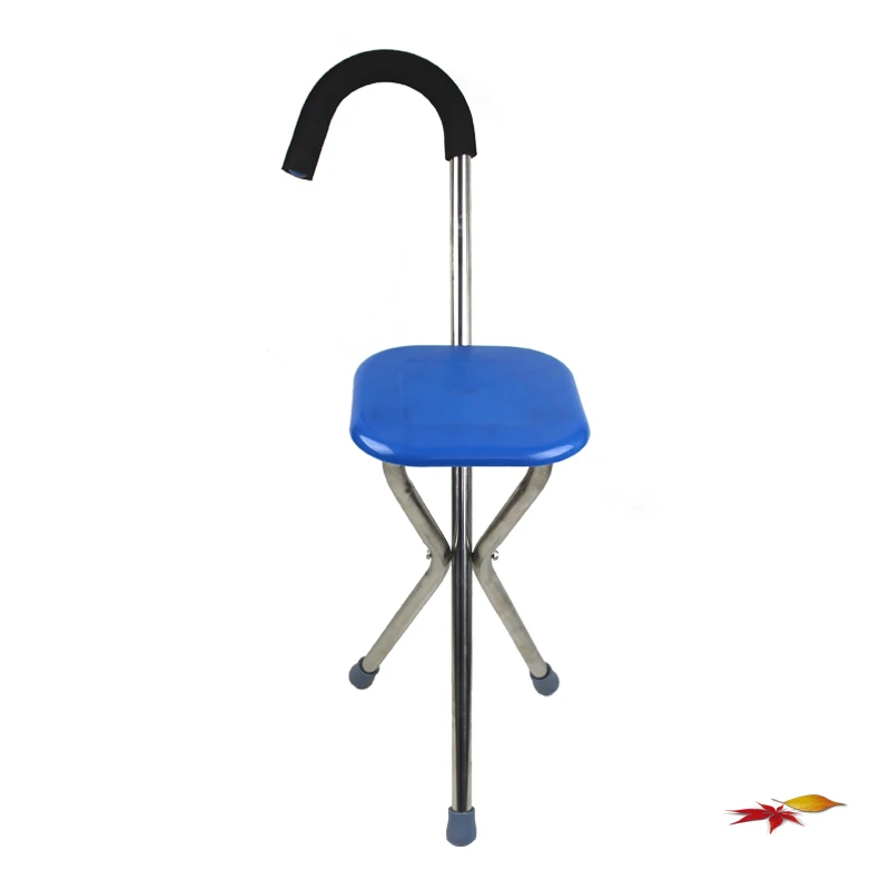 Good quality foldable aluminum alloy walking stick cane seat folding chair