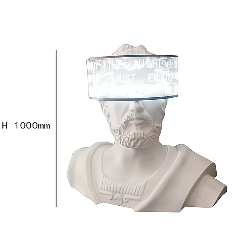 Club Sculpture Decorations Fiberglass with Lighting Renaissance Sculpture Greek Statues Male Roman Bust
