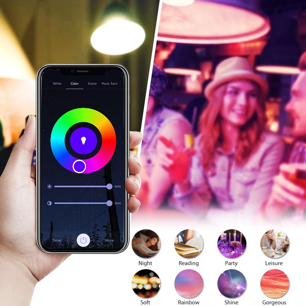 Смарт-светодиодная лампа GU10 5 Вт Tuya Alexa голосовое управление Wi-Fi RGB CCT регулируемая высокая яркость светодиодный прожектор