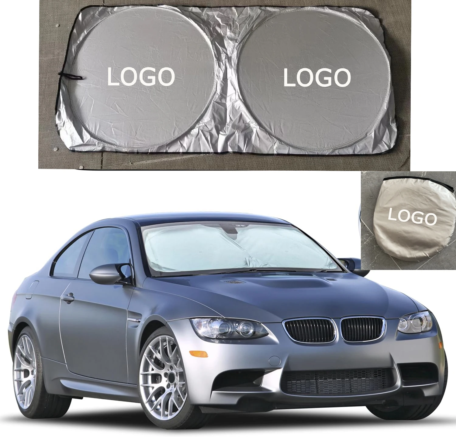 Hot Selling Custom Logo Car Windshield Screen Sunshade Ultimate Protection Foldable Cover for Auto SUV Truck Heat Reflector