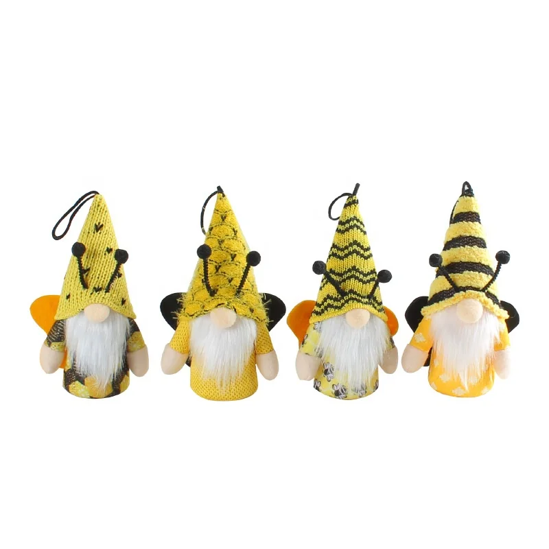 honey bee festival themed decor plush hanging decoration dolls mini stuffed knitted gnome figurine