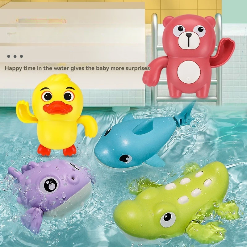 Wholesale baby lovely bathroom bath wind up novelty watertoys Shark animal toy