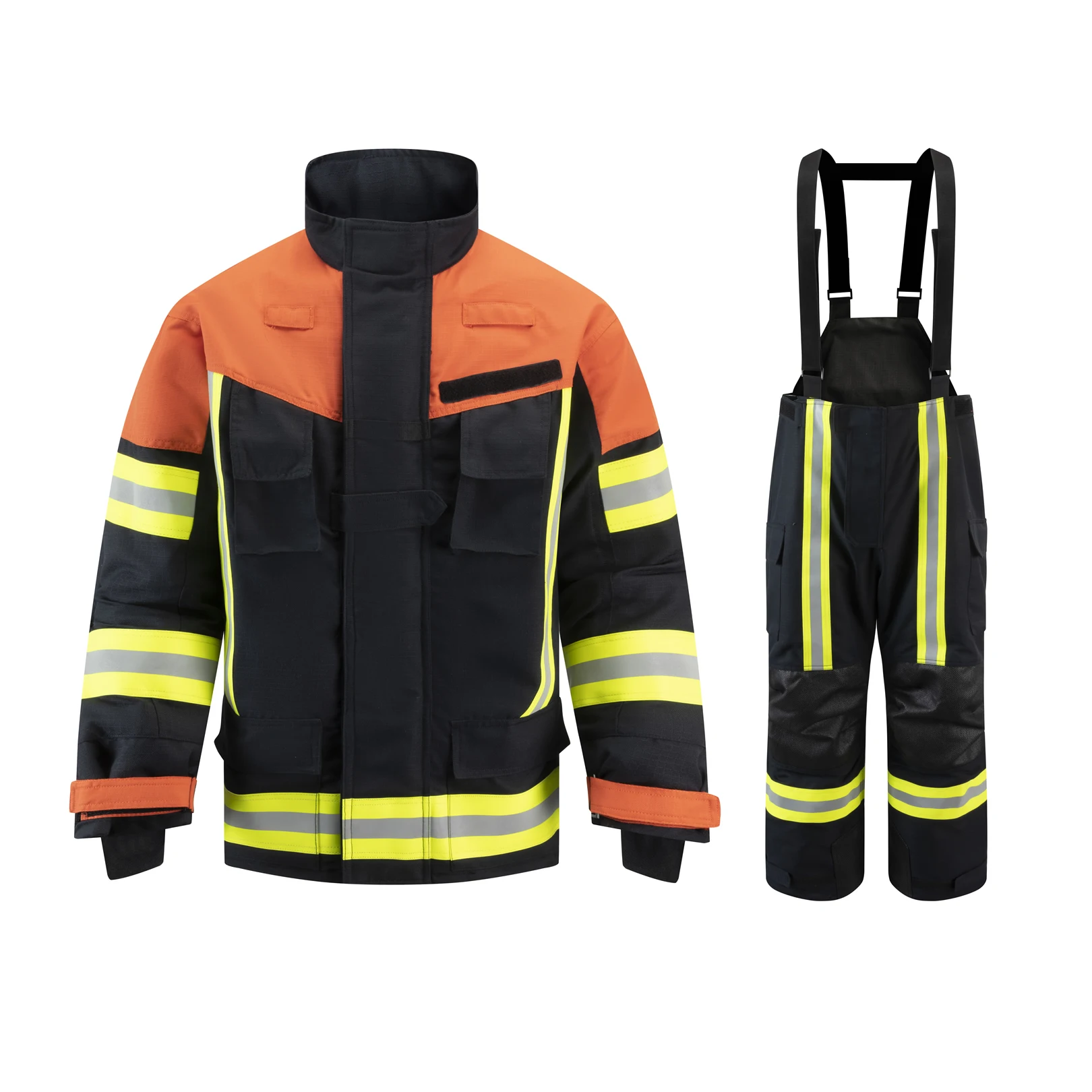 Nomex Aramid Fire Fighting Suits Fireman Uniform for Firefighters EN469 4 Layers 3M Reflective strip Forest fire fighting suit