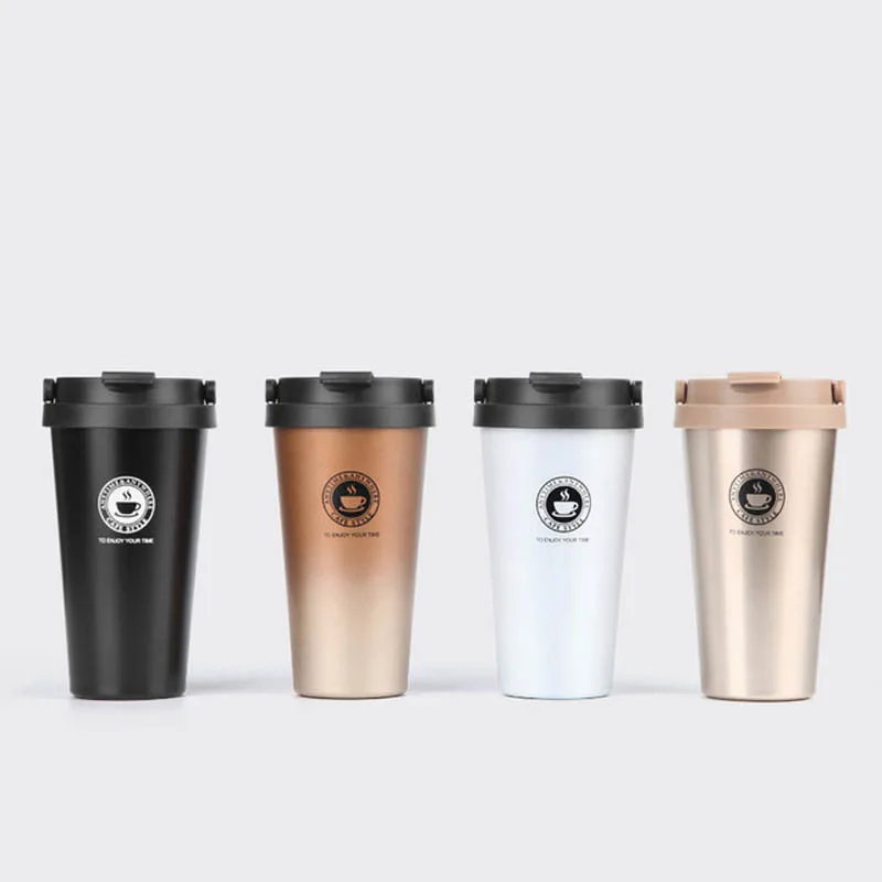 Portable Outdoor Portable Cup  Mug Coffee Cup Stainless Steel Silicone Metal Coffee Cup with Cover