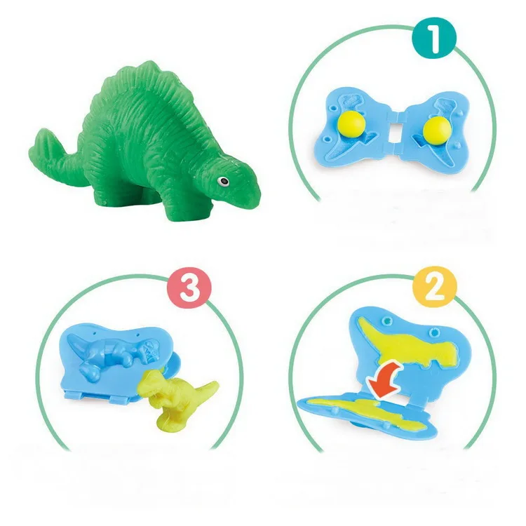 Hot Selling Early Education DIY Play Dough Toys Dinosaur Molds Colored Clay