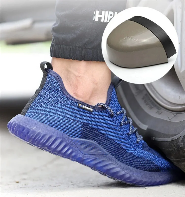  Воздухопроницаемая легкая защитная обувь Flyknit для мужчин и женщин со стальным