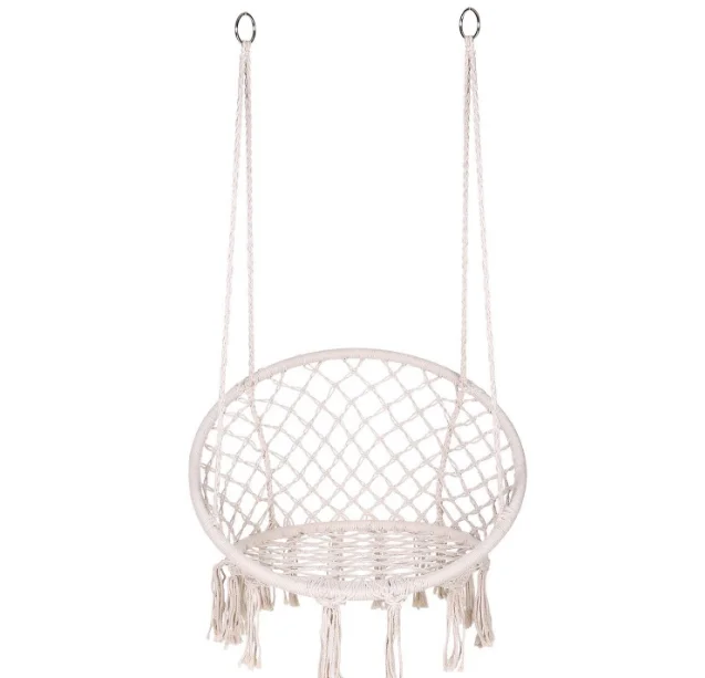 Swing Chair Cotton Rope Weaving Basket with Tassel Homestay Outdoor Nordic Indoor Cradle Swing